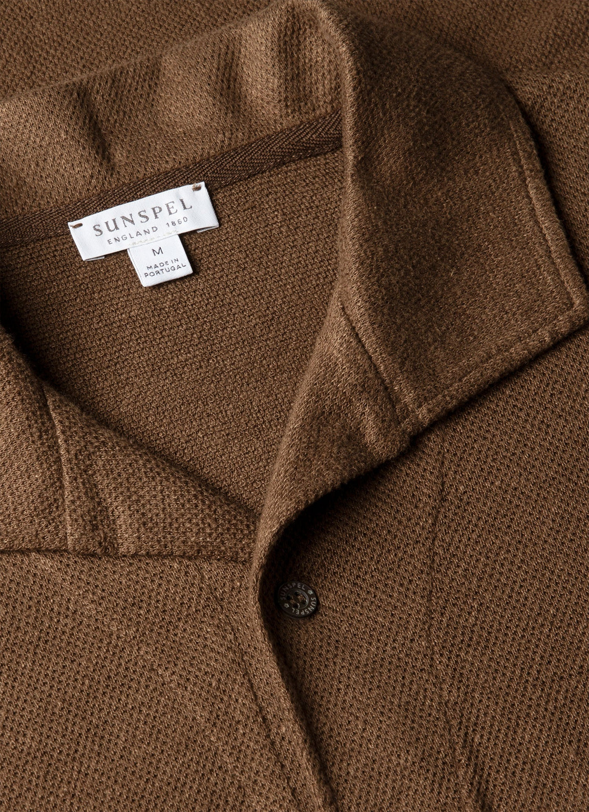 Men's Linen Piqué Polo Shirt in Dark Walnut