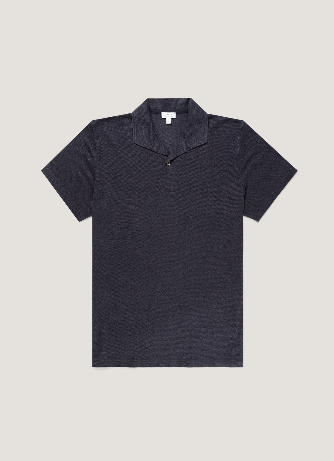 Men's Linen Piqué Polo Shirt in Navy