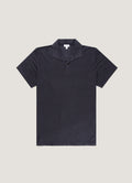 Men's Linen Piqué Polo Shirt in Navy