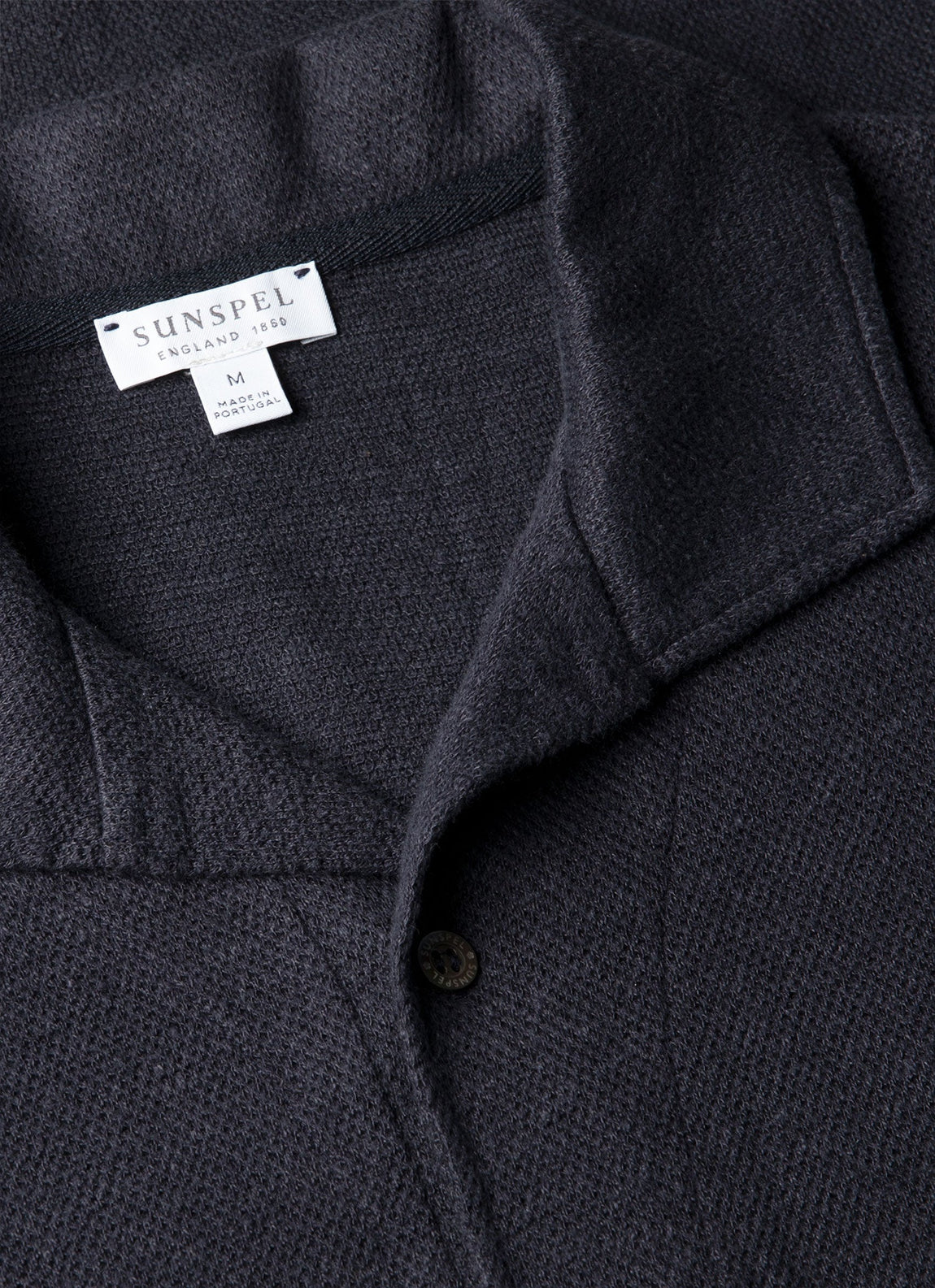 Men's Linen Piqué Polo Shirt in Navy