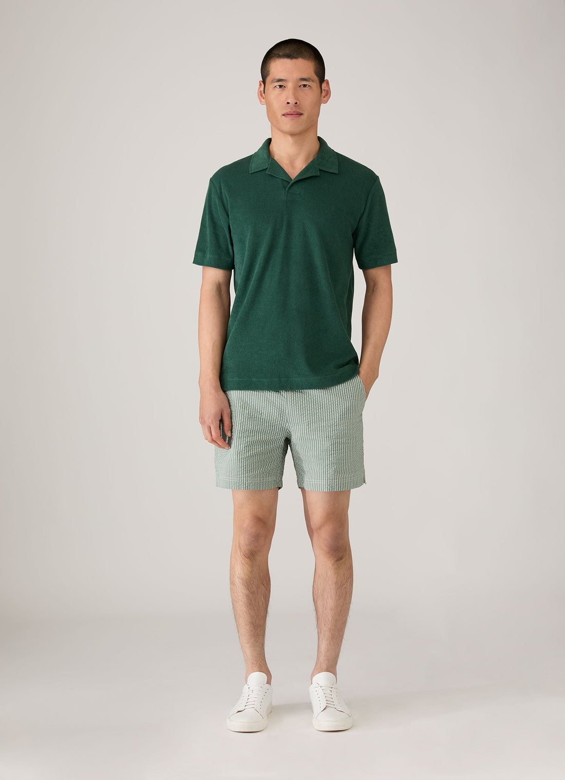 Men's Towelling Polo Shirt in Forest