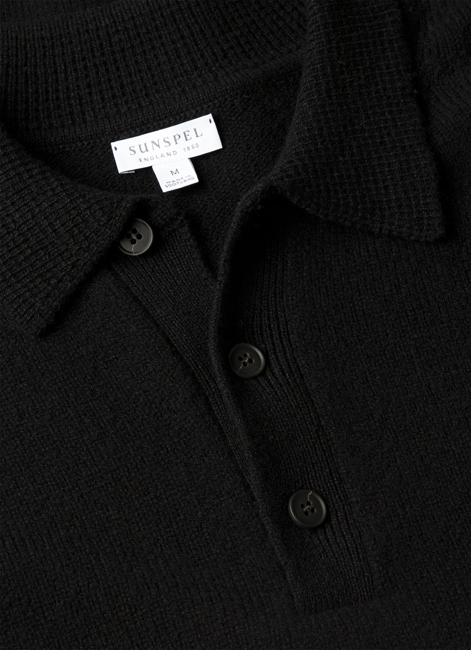 Men's Lambswool Knitted Polo Shirt in Black