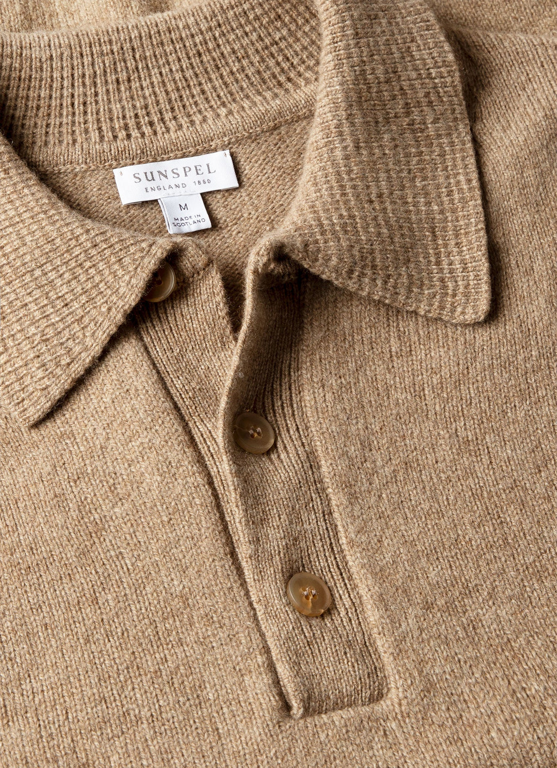 Men's Lambswool Knitted Polo Shirt in Taupe