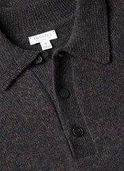 Men's Lambswool Knitted Polo Shirt in Midnight Navy Twist
