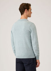 Men's Lambswool Knitted Polo Shirt in Haar