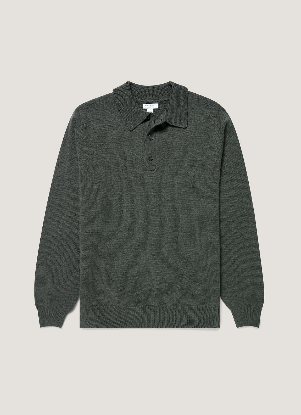 Men's Lambswool Knitted Polo Shirt in Slate Green