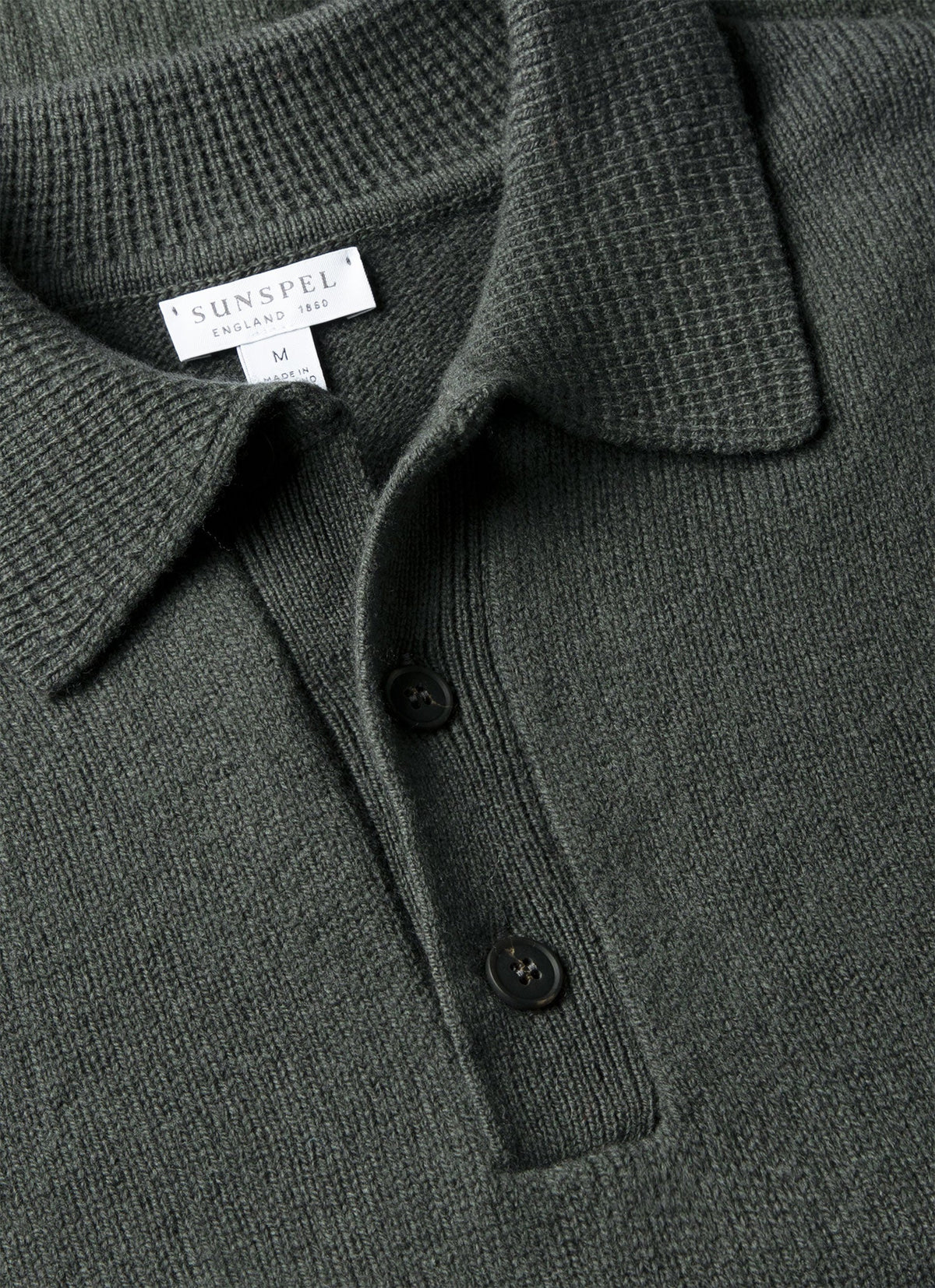 Men's Lambswool Knitted Polo Shirt in Slate Green