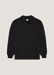 Men's Lambswool Knitted Polo Shirt in Charcoal Melange