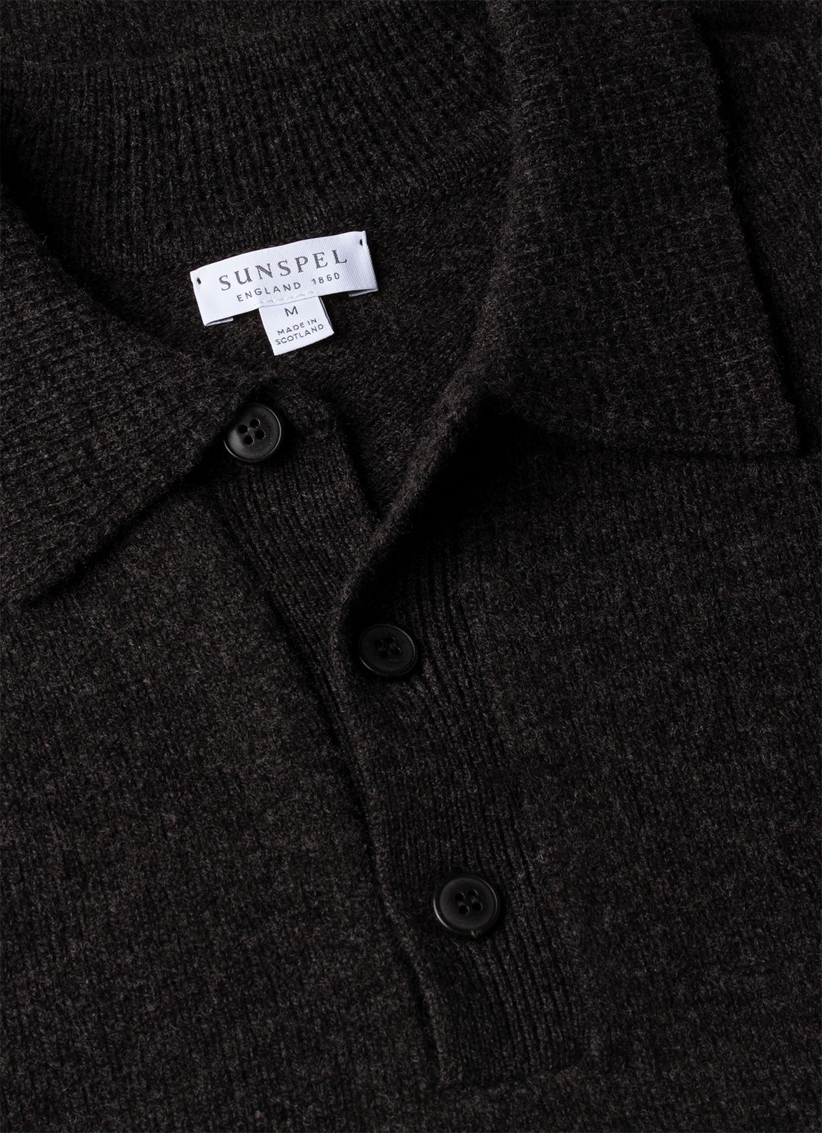 Men's Lambswool Knitted Polo Shirt in Charcoal Melange