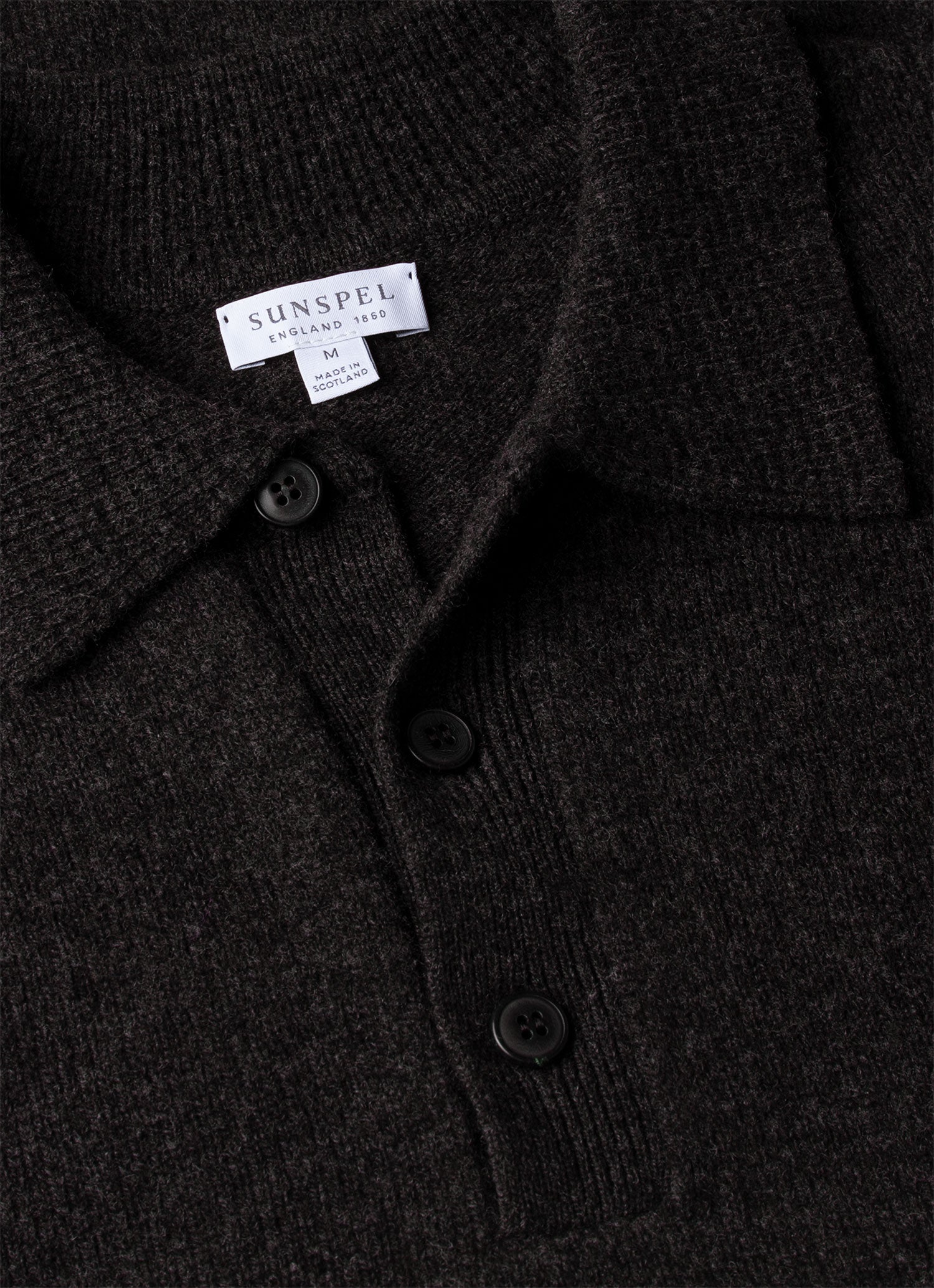 Men's Lambswool Knitted Polo Shirt in Charcoal Melange