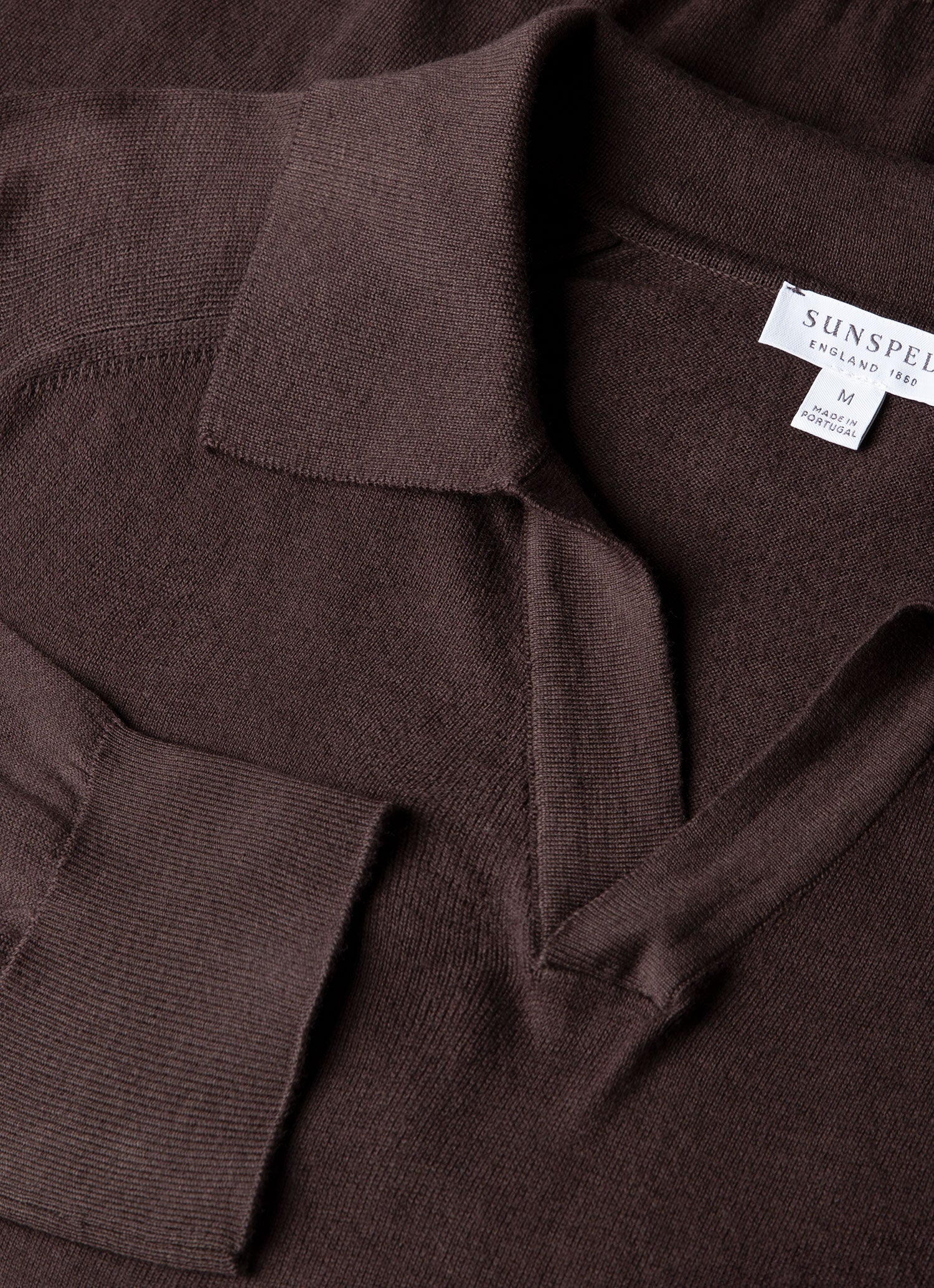 Men's Sea Island Cashmere Knitted Polo in Dark Chocolate