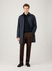 Men's Cashmere Knitted Polo Shirt in Navy