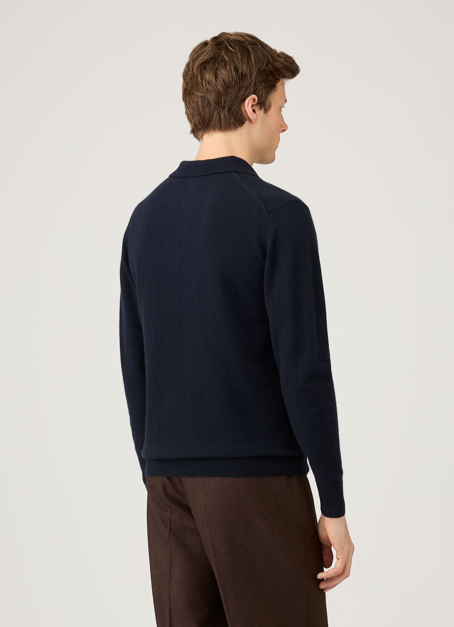 Men's Cashmere Knitted Polo Shirt in Navy