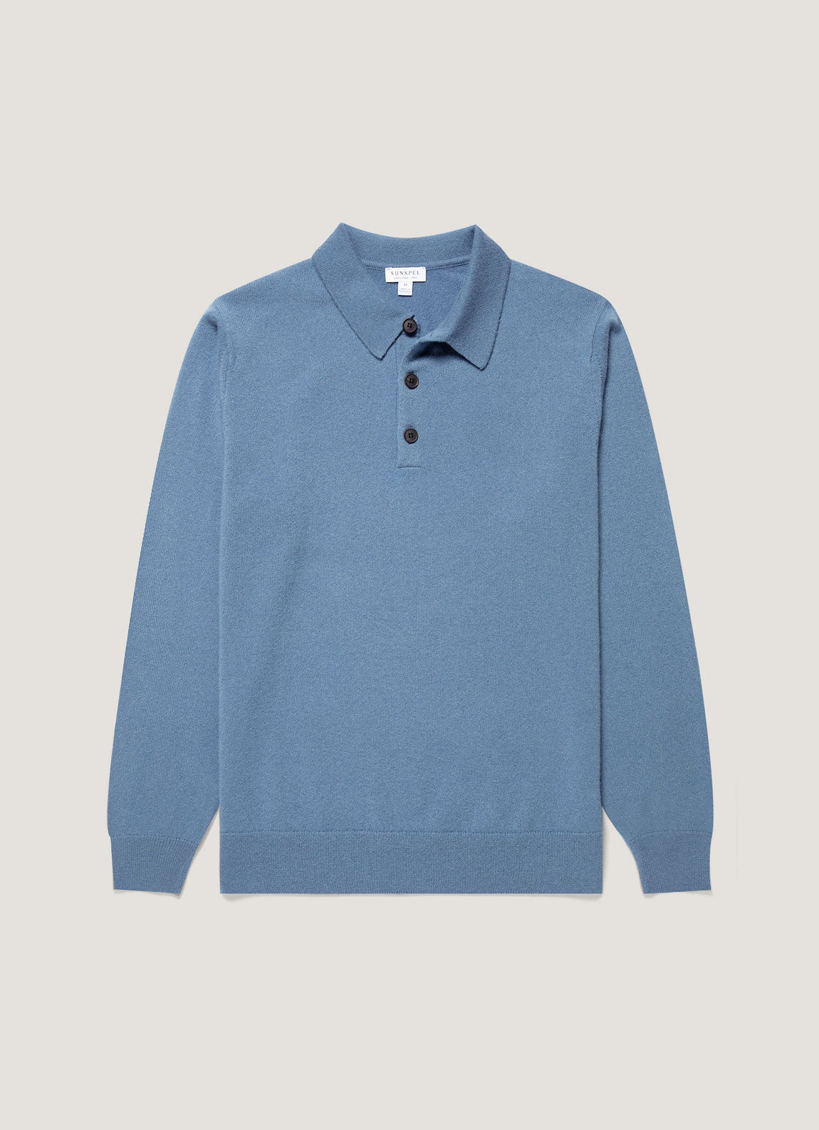 Men's Cashmere Knitted Polo Shirt in Powder Blue