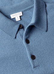 Men's Cashmere Knitted Polo Shirt in Powder Blue