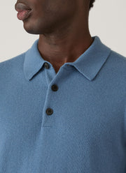 Men's Cashmere Knitted Polo Shirt in Powder Blue