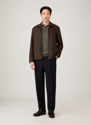 Men's Cashmere Knitted Polo Shirt in Khaki