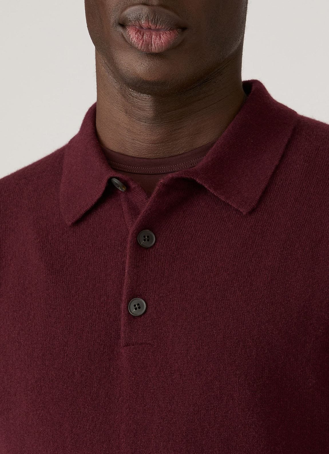 Men's Cashmere Knitted Polo Shirt in Bakelite