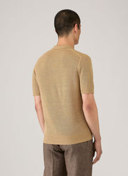 Men's Silk Linen Honeycomb Polo in Hazelwood