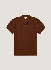 Men's Silk Linen Honeycomb Polo in Bronze