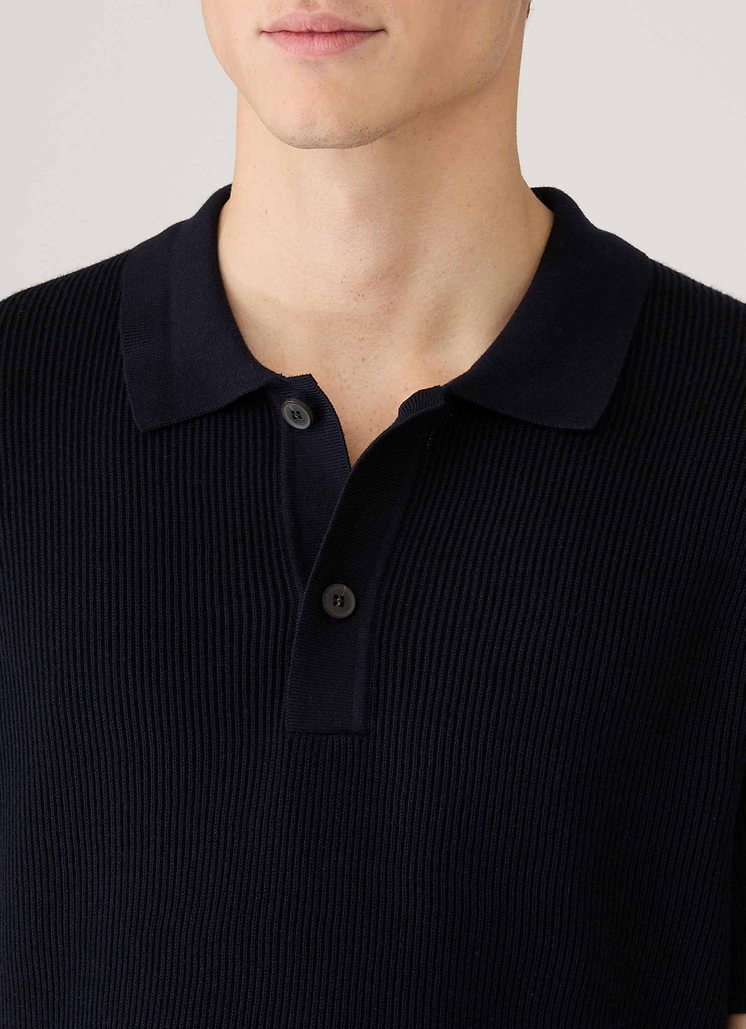 Men's Contrast Rib Polo Shirt in Navy