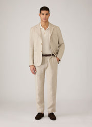 Men's Contrast Rib Polo Shirt in Ecru