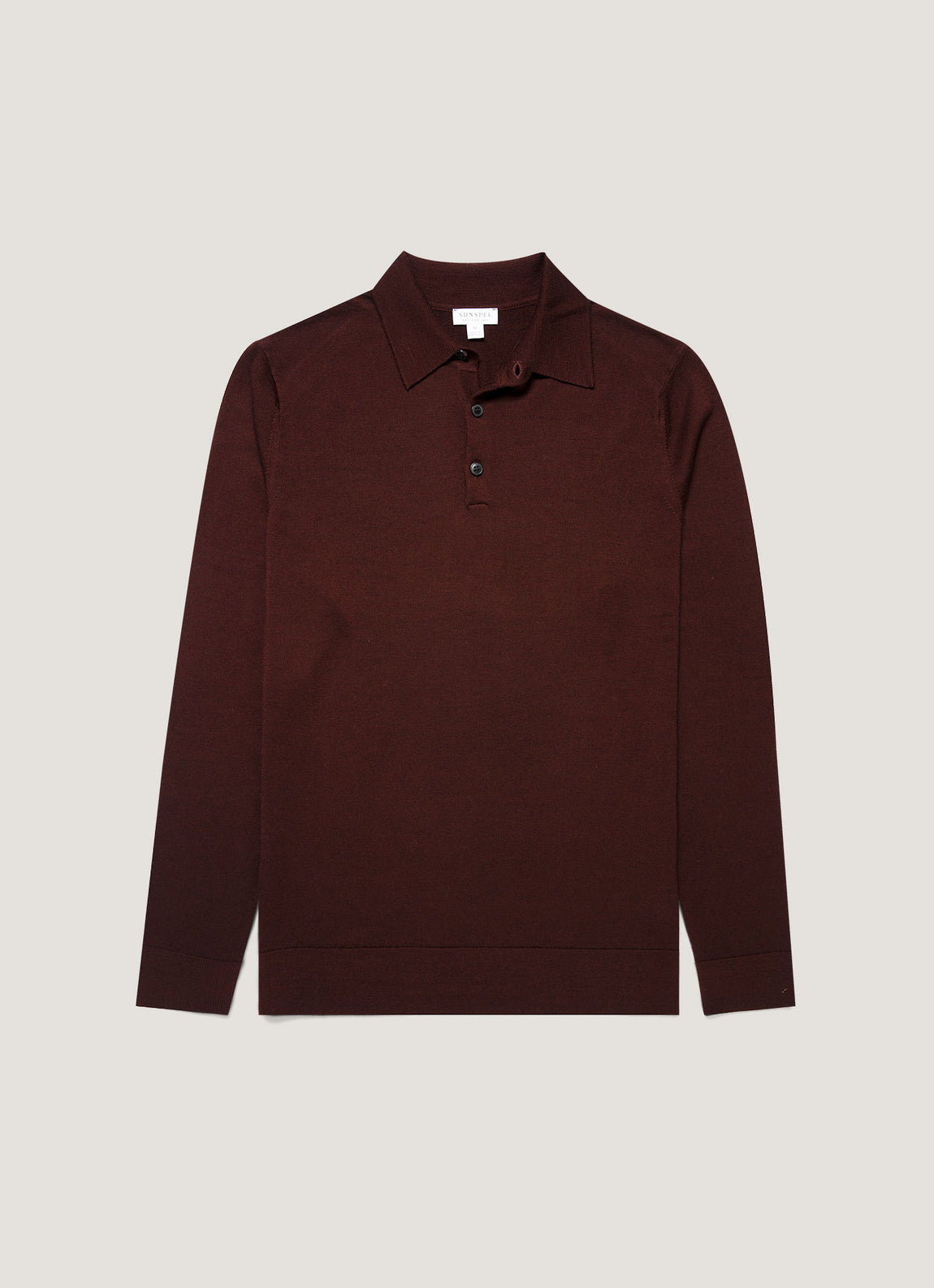 Men's Extra-Fine Merino Knitted Polo Shirt in Bakelite