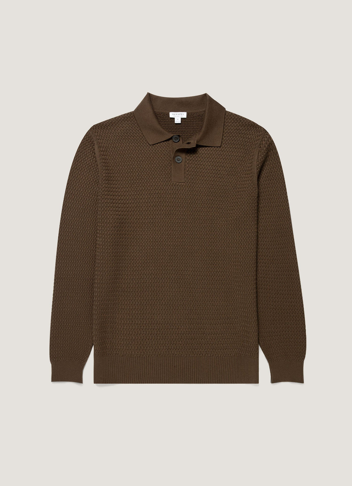 Men's Cotton Basketweave Polo Shirt in Loden Green
