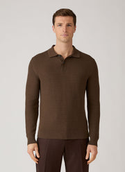 Men's Cotton Basketweave Polo Shirt in Loden Green