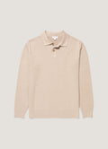 Men's Cotton Basketweave Polo Shirt in Stone
