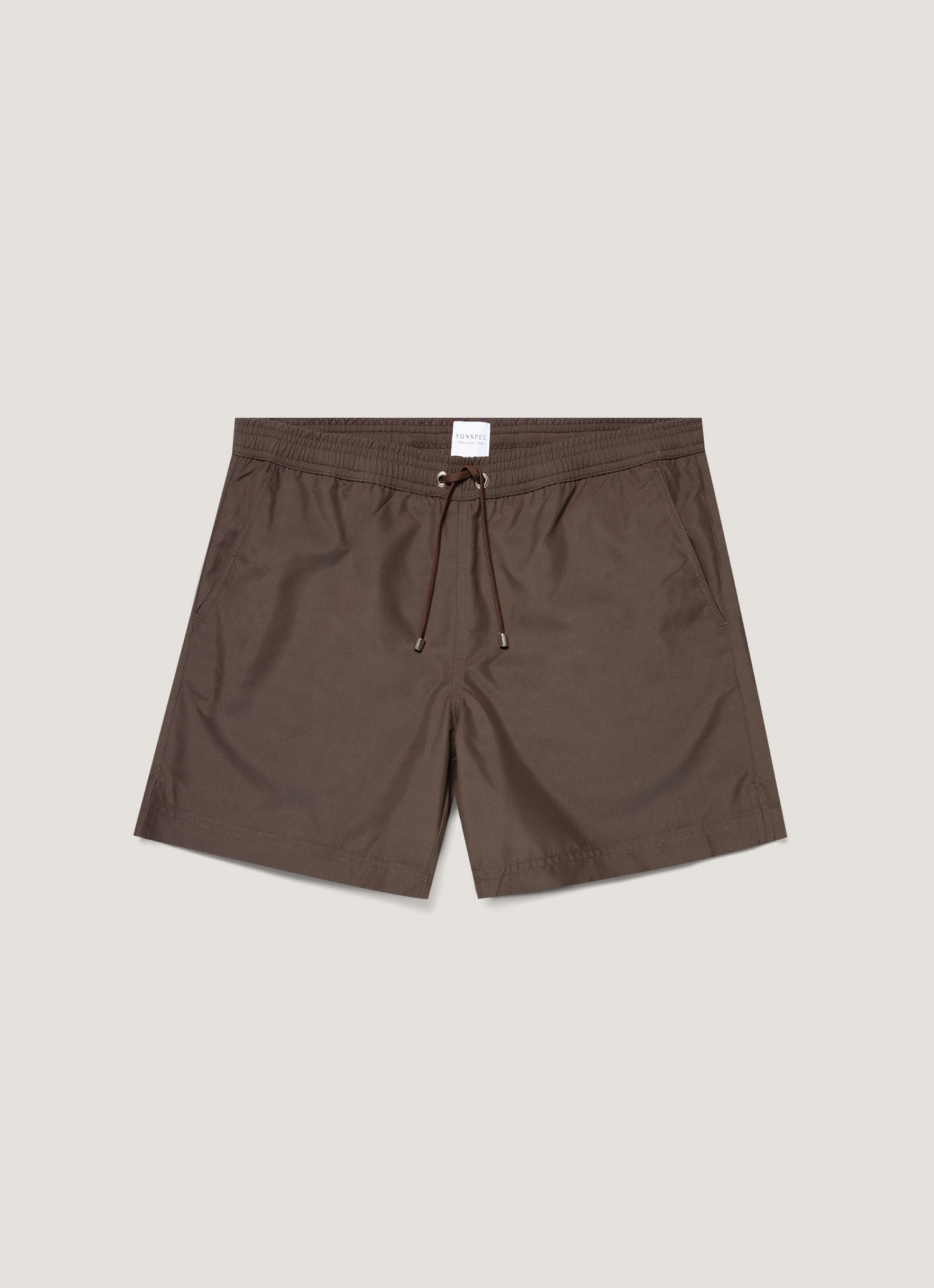 Men's Drawstring Swim Shorts in Dark Walnut