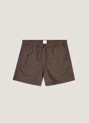 Men's Drawstring Swim Shorts in Dark Walnut
