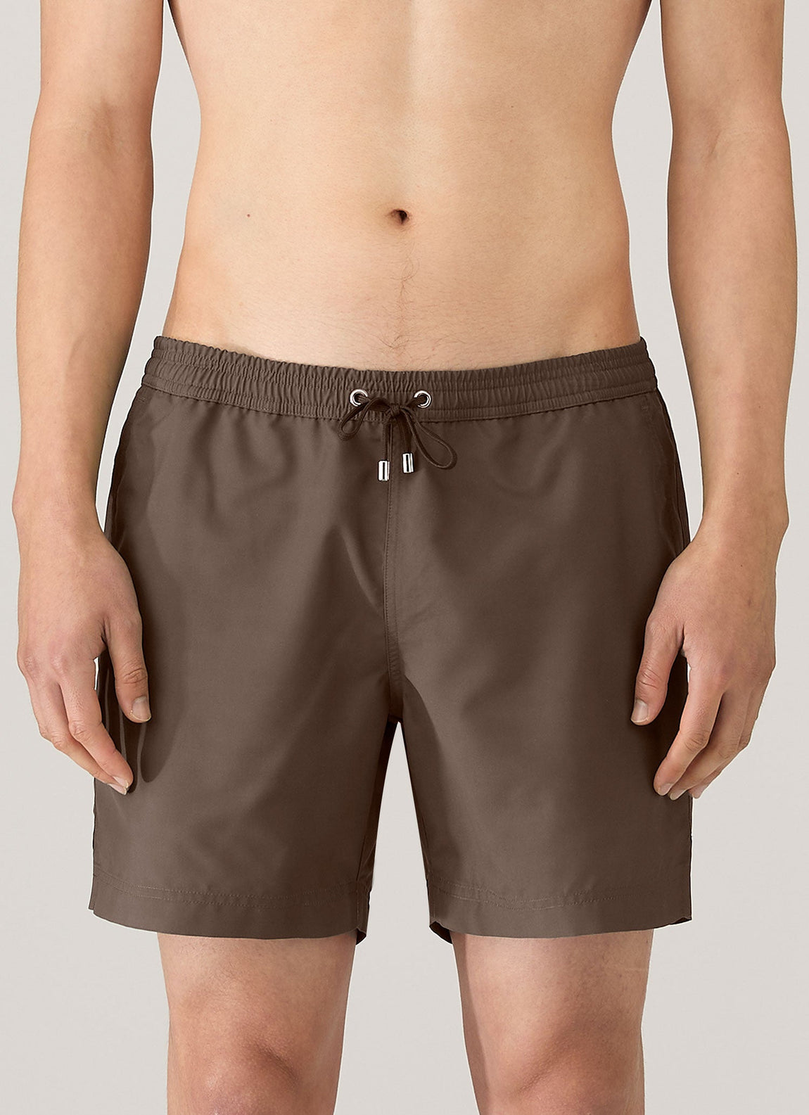 Men's Drawstring Swim Shorts in Dark Walnut
