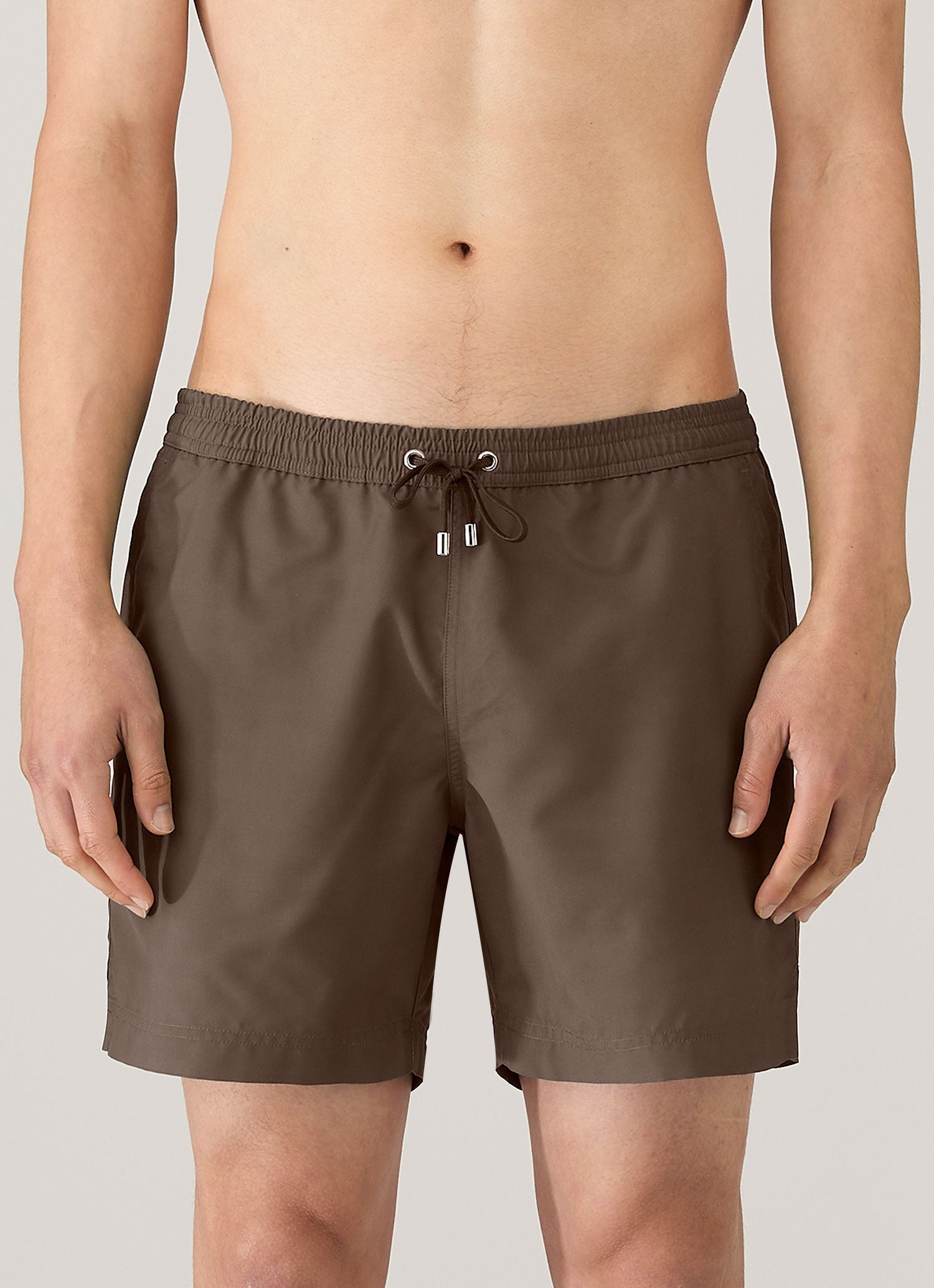 Men's Drawstring Swim Shorts in Dark Walnut