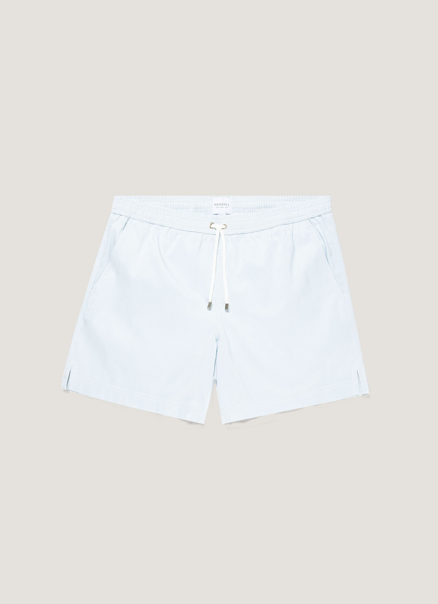Men's Drawstring Swim Shorts in Sky Blue/White