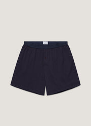 Men's Superfine Cotton One-Button Boxer Short in Navy