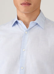 Men's Sea Island Cotton Linen Shirt in Light Blue