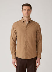 Men's Fine Cord Shirt in Dark Beige
