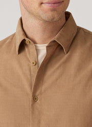 Men's Fine Cord Shirt in Dark Beige