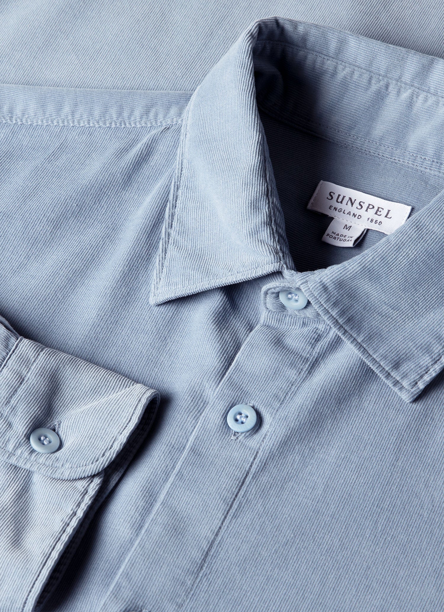 Men's Fine Cord Shirt in Powder Blue