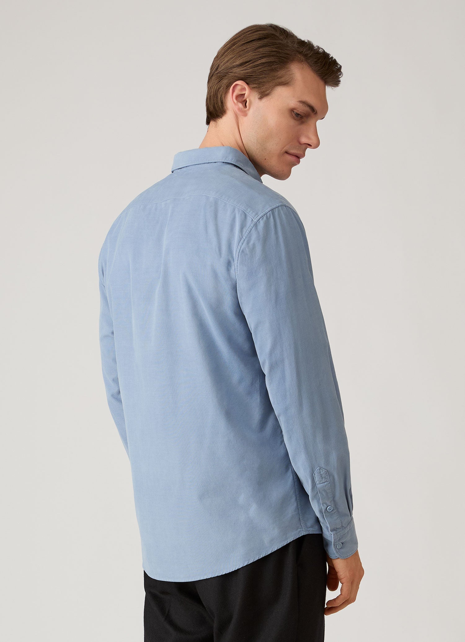 Men's Fine Cord Shirt in Powder Blue