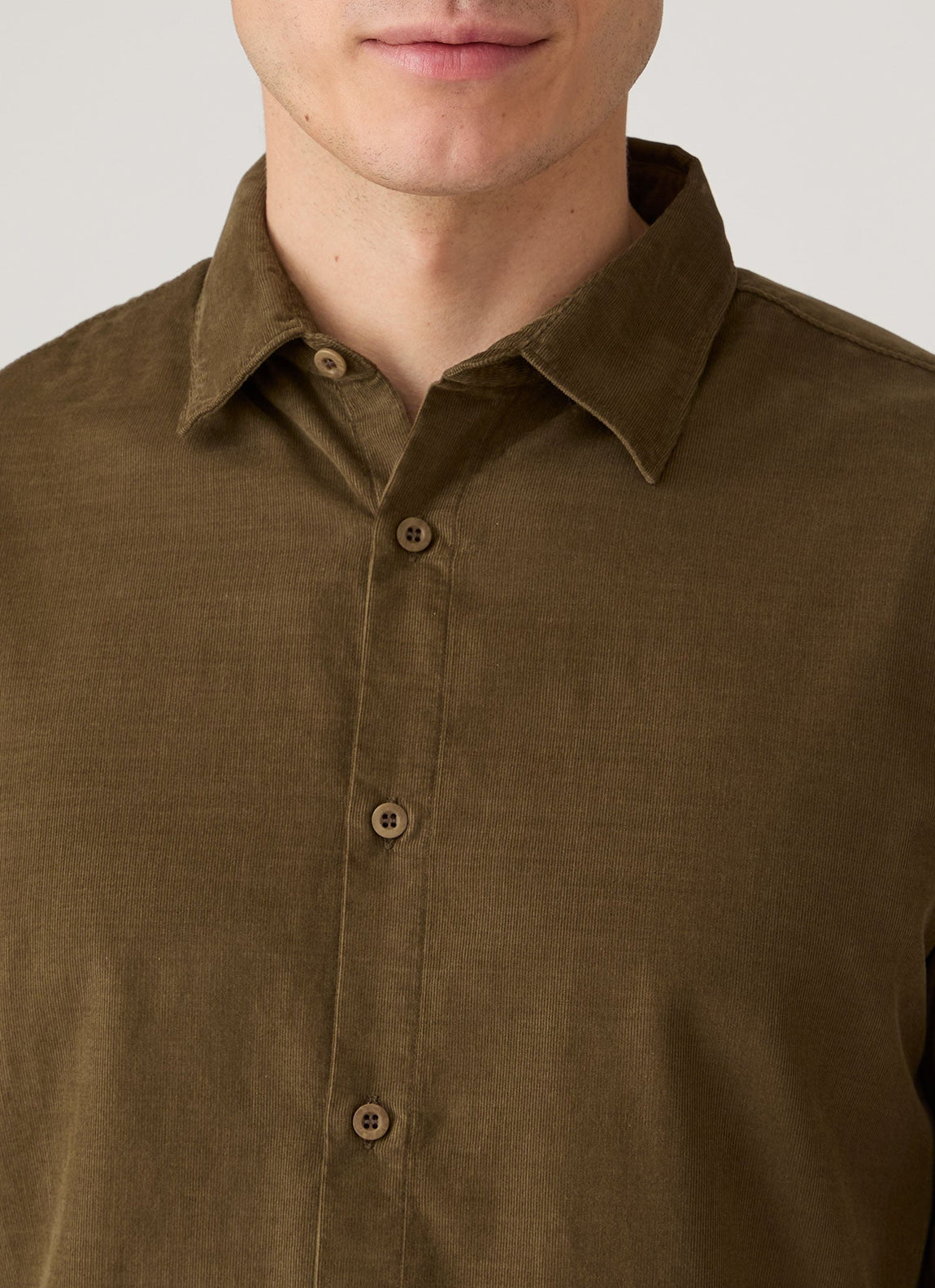 Men's Fine Cord Shirt in Loden Green