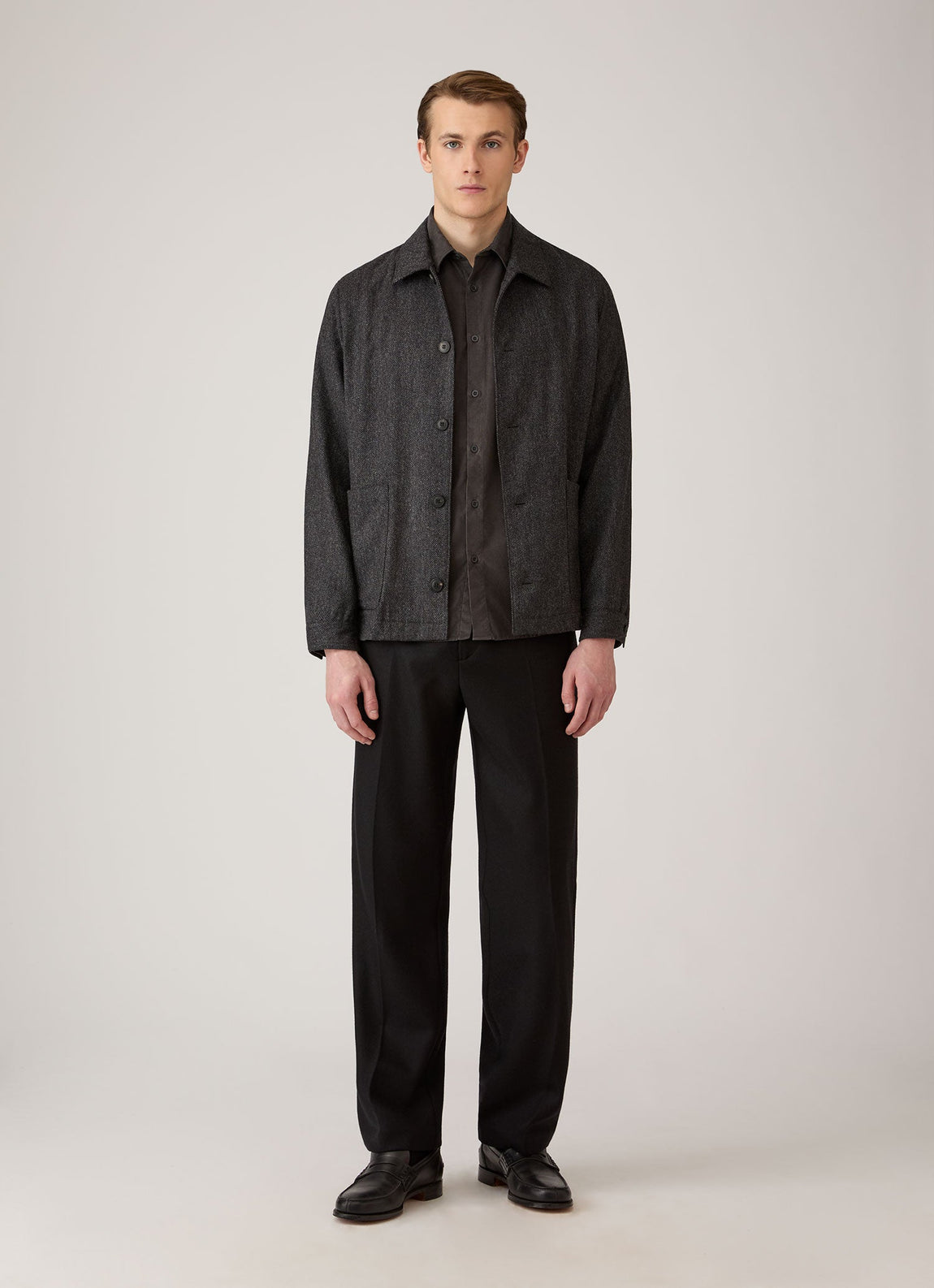 Men's Fine Cord Shirt in Anthracite