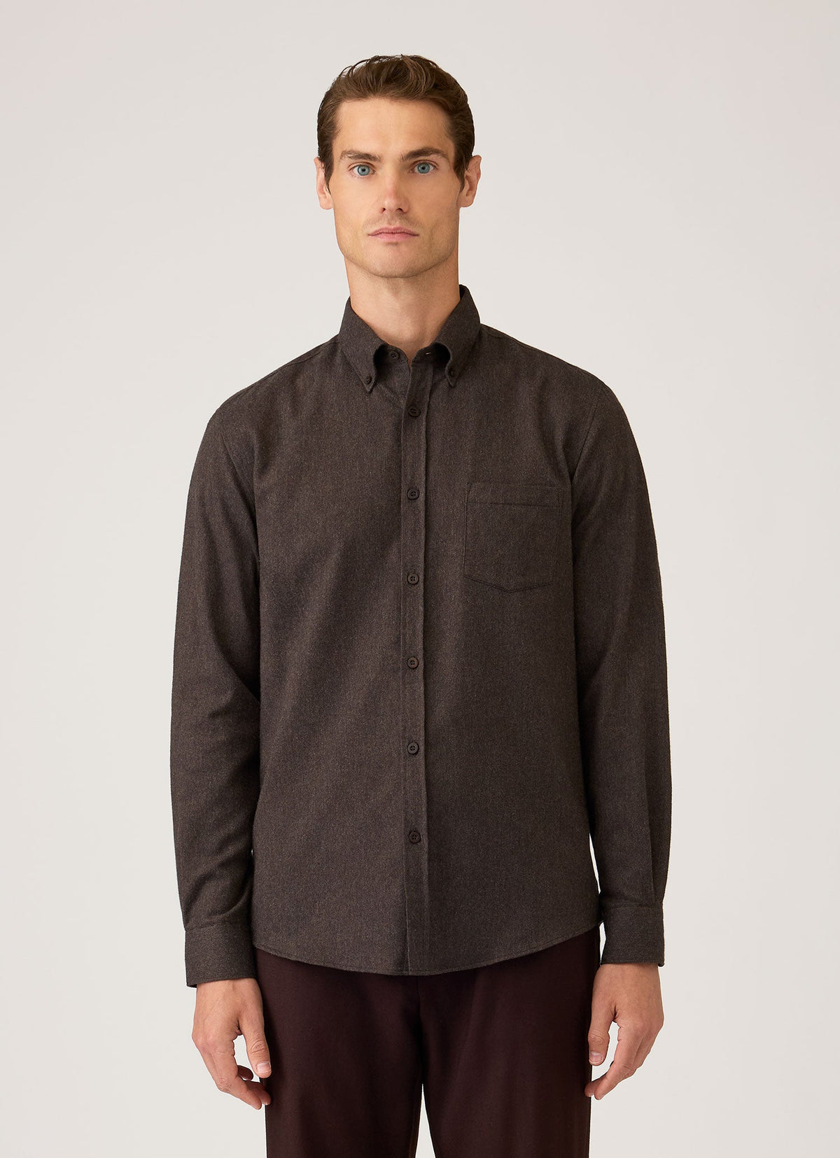 Men's Button Down Flannel Shirt in Dark Chocolate
