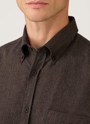 Men's Button Down Flannel Shirt in Dark Chocolate