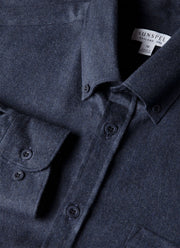 Men's Button Down Flannel Shirt in Navy Melange