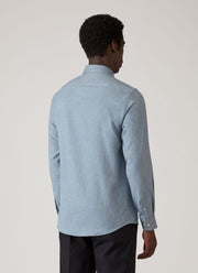 Men's Button Down Flannel Shirt in Powder Blue Melange