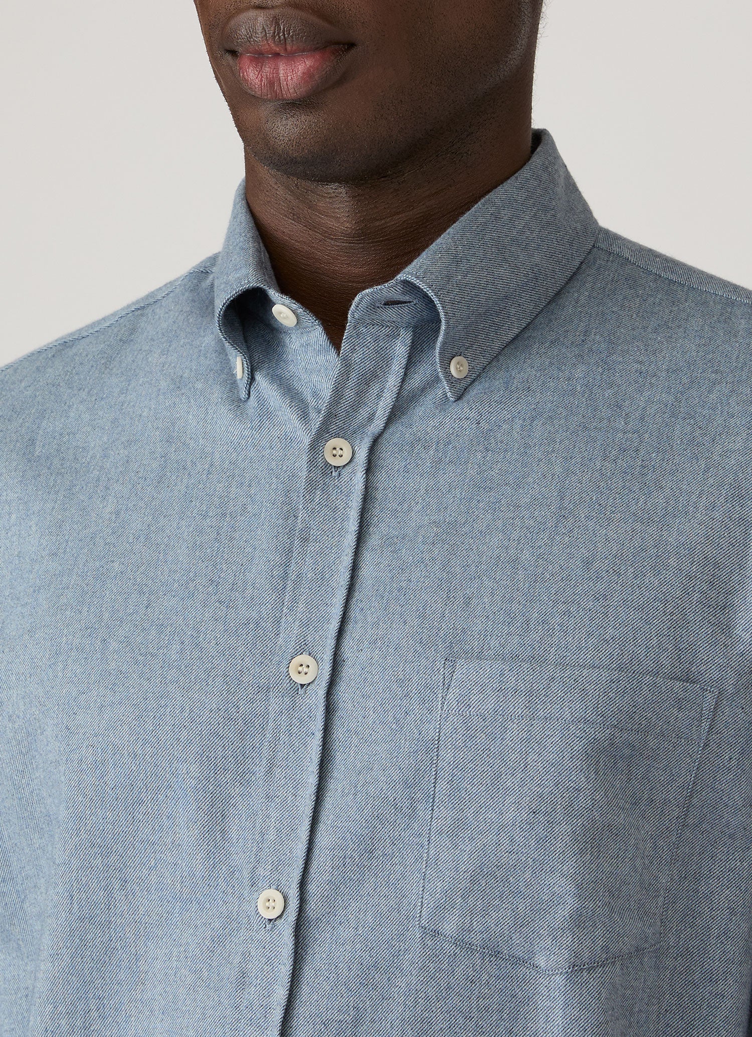 Men's Button Down Flannel Shirt in Powder Blue Melange
