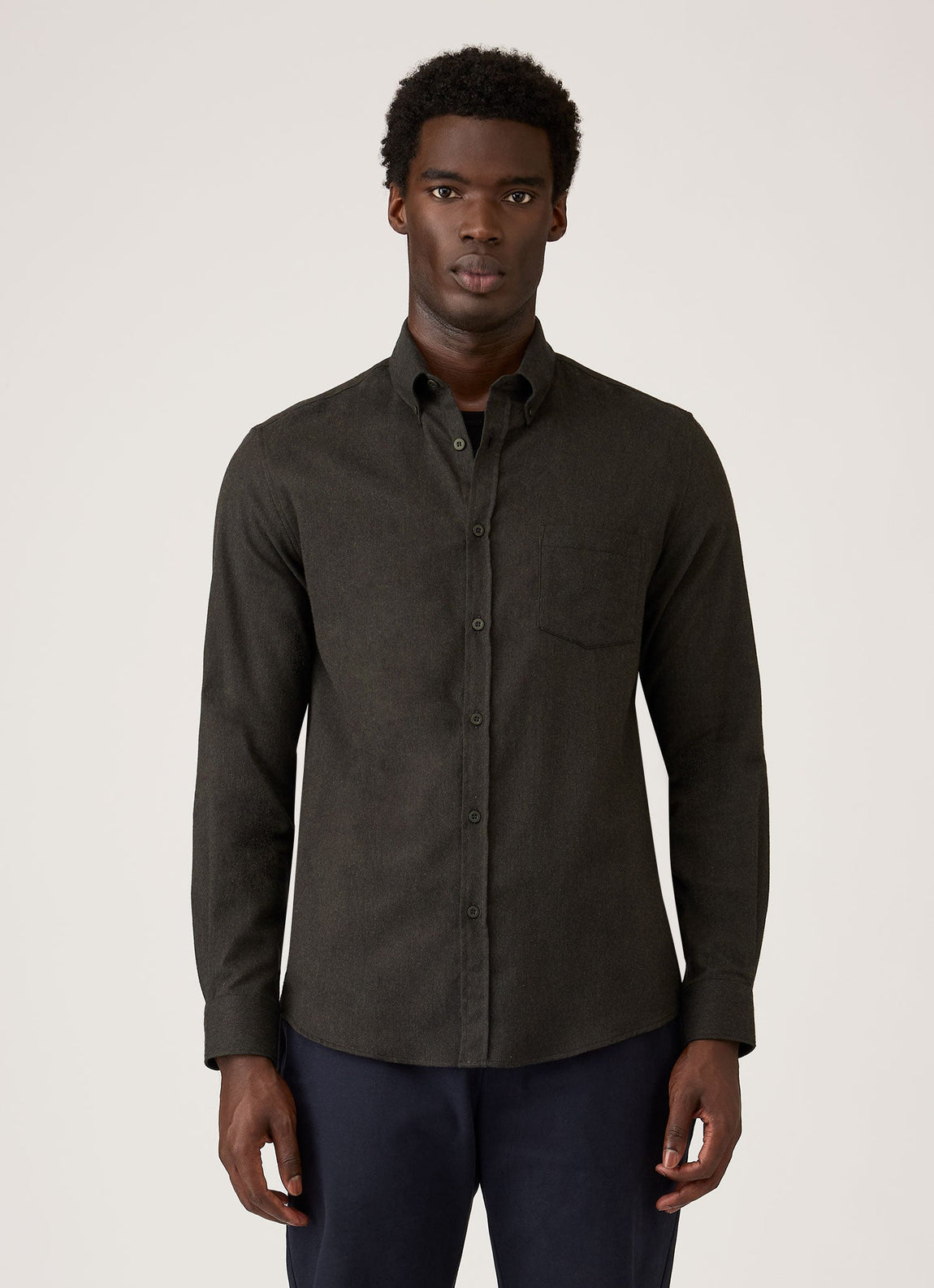 Men's Button Down Flannel Shirt in Loden Green