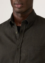 Men's Button Down Flannel Shirt in Loden Green